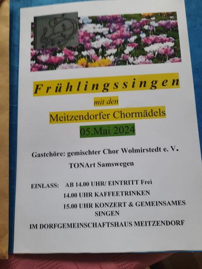 Interner Link: Zur Veranstaltung Frühlingssingen mit den Meitzendorfer Chormädels