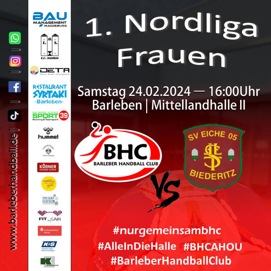 Interner Link: Zur Veranstaltung 1. NORDLIGA FRAUEN - Barleber HC vs. SV Eiche 05 Biederitz