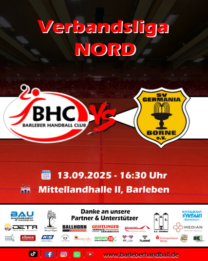 Interner Link: Zur Veranstaltung VERBANDSLIGA NORD - Barleber HC vs. SV Germania Borne