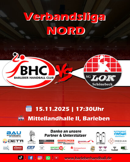 Interner Link: Zur Veranstaltung VERBANDSLIGA NORD - Barleber HC vs. SG Lok Schönebeck