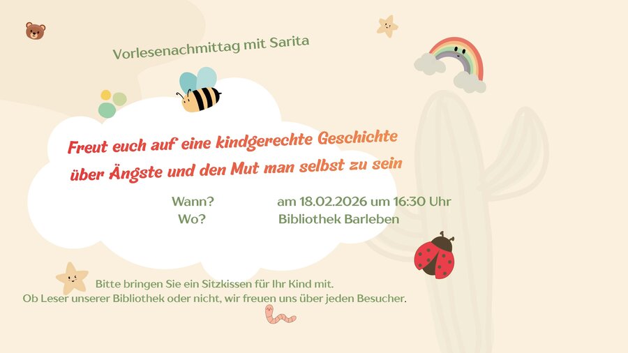 Interner Link: Zur Veranstaltung Vorlesenachmittag in der Bibliothek