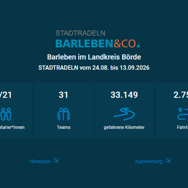 Bild vergr&ouml;&szlig;ern: Auswertung Stadtradeln 2026