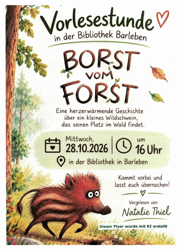 Bild vergr&ouml;&szlig;ern: Flyer Vorlesestunde Bibliothek